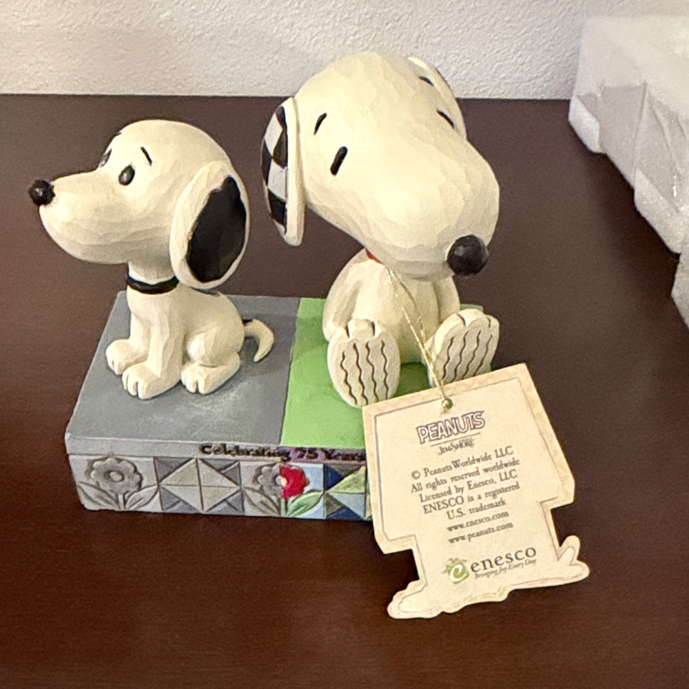Jim Shore Peanuts Snoopy and Woodstock Figurine - Black, White, and Green